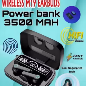 DJ SOUND WITH POWERBANK M19 Earbuds/TWs/buds 5.1 Earbuds with 50H Unbeatable Playtime, Headphones Bluetooth Headset (Black, True Wireless